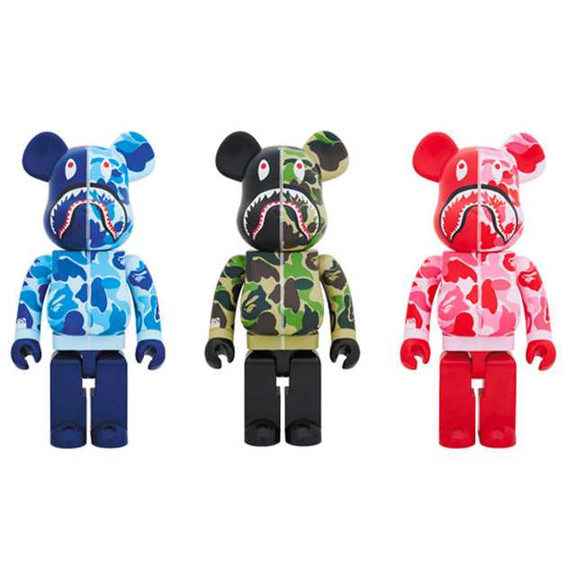 Bearbrick 100% & 400% Set of 3 BAPE ABC Camo Shark (Red, Blue