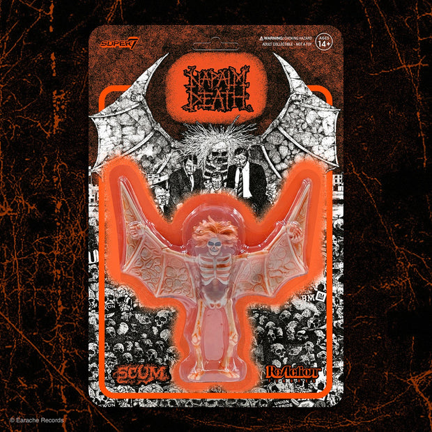 Super7 Napalm Death ReAction Figure - Scum Demon (Orange) Background Urban Attitude