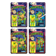 Super7 Teenage Mutant Ninja Turtles ReAction Figure Wave 7 - Donatello, Leonardo, Michelangelo & Raphael (Toon) Set of 4 Packaging Urban Attitude
