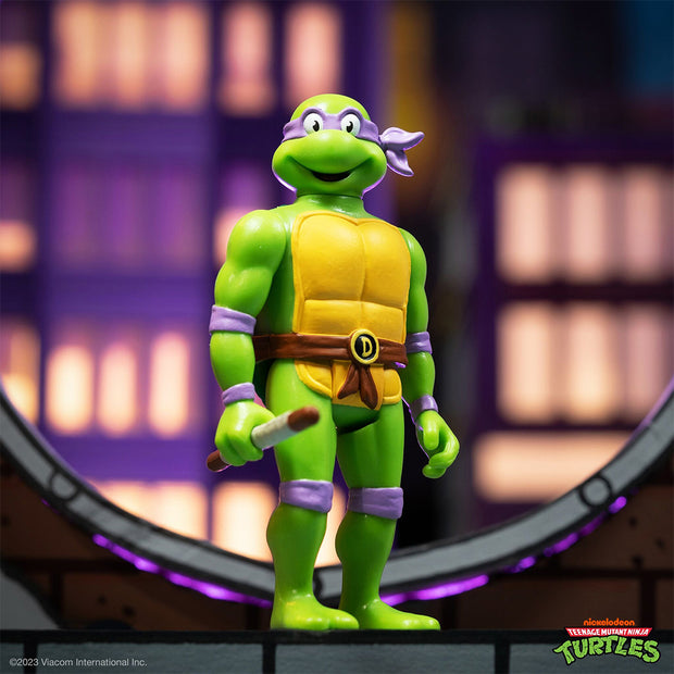 Super7 Teenage Mutant Ninja Turtles ReAction Figure Wave 7 - Donatello (Toon) Set of 4 Lifestyle Urban Attitude