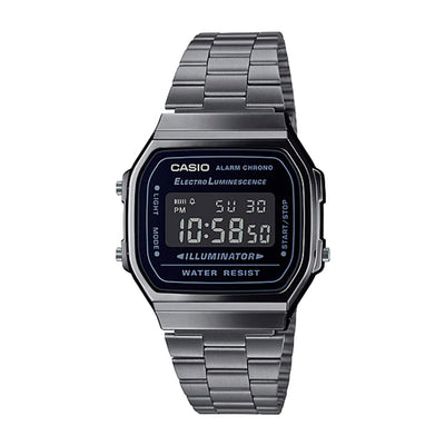 Casio Watch Digital Illuminator Gunmetal Grey And Black A168WGG-1B Urban Attitude