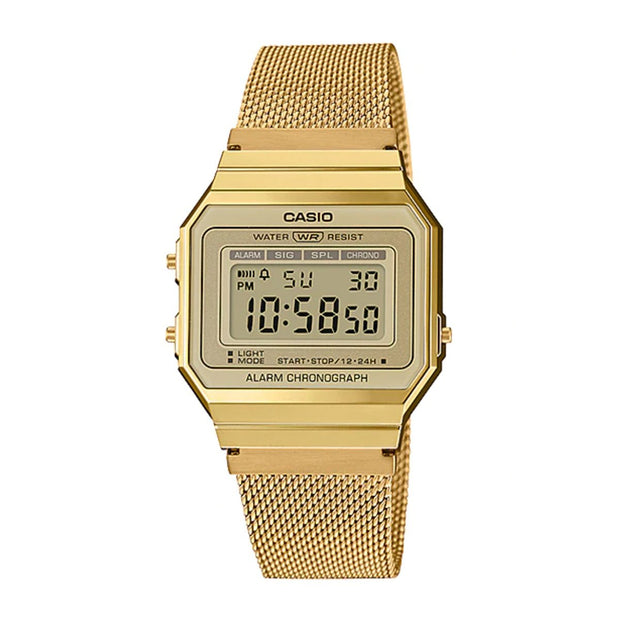 Casio Watch Digital Super Slim Gold Mesh A700WMG-9A Urban Attitude