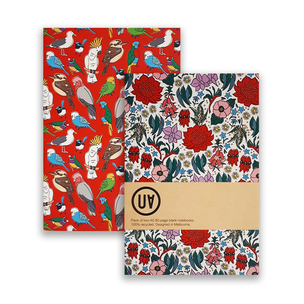 UA Softcover Notebooks Set Of 2 Birdlife & State Floral Emblems Urban Attitude