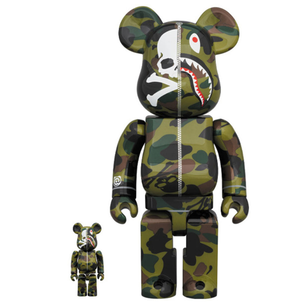 Bearbrick BAPE x Mastermind 100% & 400% Set Green Camo