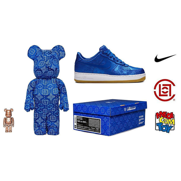 Bearbrick 100% & 400% Set CLOT X Nike Royal University Blue Silk 