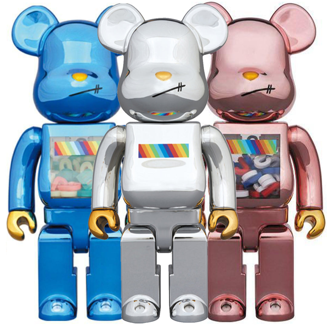 Bearbrick 100% & 400% Set Of 3 JSB Blue, Chrome & Pink – Urban Attitude