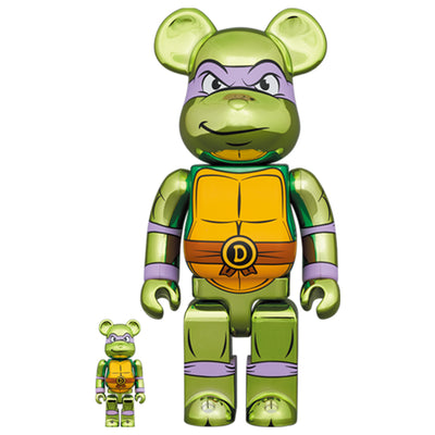 Bearbrick 100% & 400% Set Teenage Mutant Ninja Turtles Donatello Chrome Version Urban Attitude