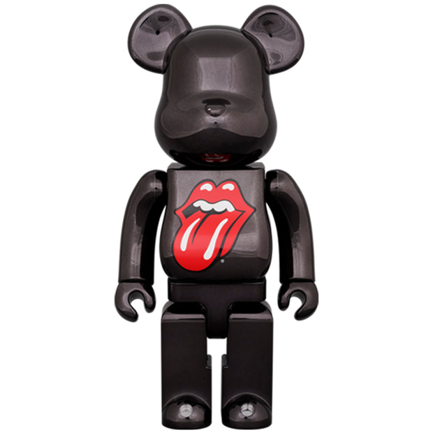 Bearbrick 100% & 400% Set The Rolling Stones Lips & Tongue Black Chrome Version 400 Urban Attitude