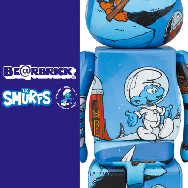 Bearbrick 100% & 400% Set The Smurfs The Astrosmurf Logo Urban Attitude