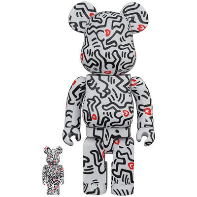 bearbrick 100 and 400 set keith haring version 8 front urban attitude