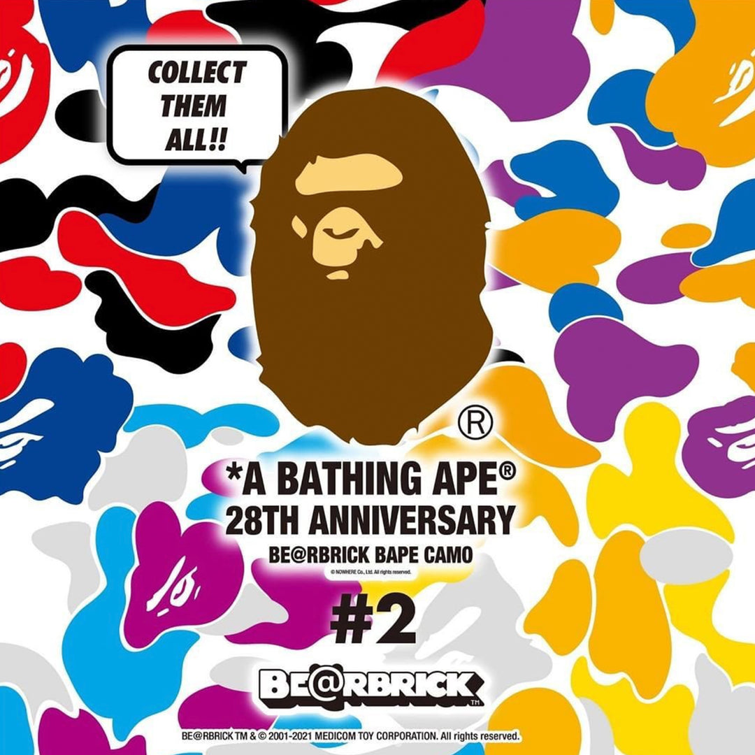 Bearbrick 100% A Bathing Ape x Medicom Toy BAPE Camo 28th Anniversary #2 -  Set Of 8 Urban Attitude