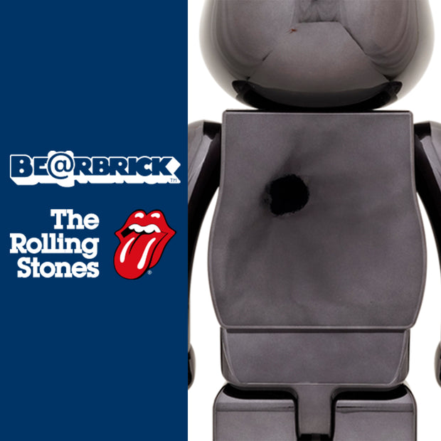 Bearbrick % The Rolling Stones Lips & Tongue Black Chrome