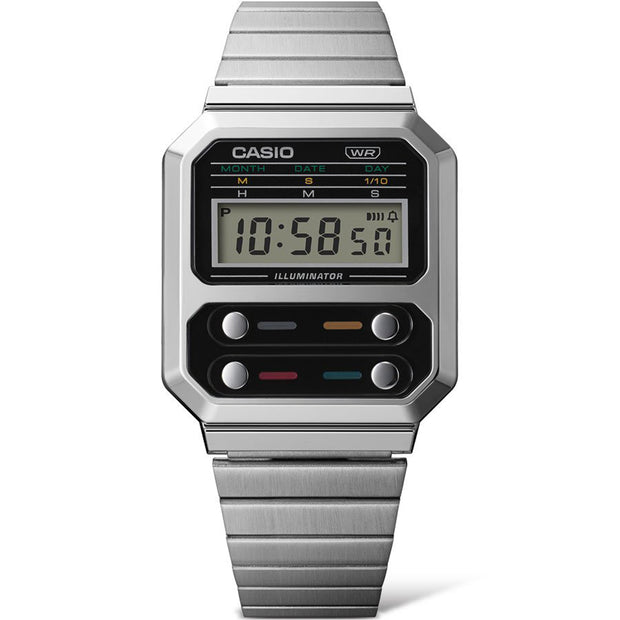casio vintage watch a100 series silver a100we 1a front urban attitude