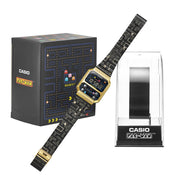casio vintage watch pac man collaboration model a100wepc 1b side packaging urban attitude