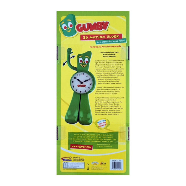 Gumby Animated 3D Motion Clock Packaging Back Urban Attitude