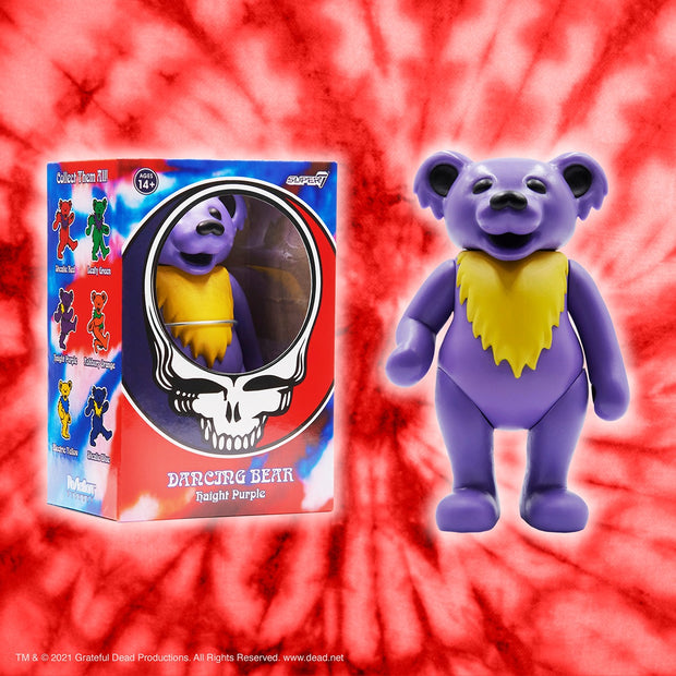 Super7 Grateful Dead ReAction Figure - Dancing Bear Haight Purple Background Urban Attitude