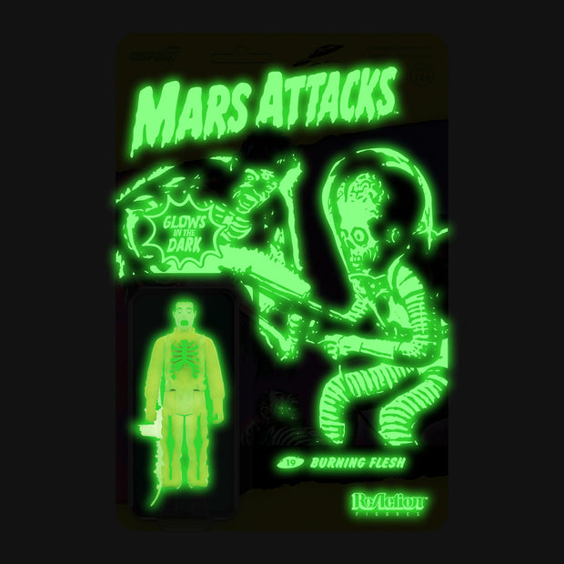 Super7 Mars Attacks ReAction Figure - Burning Flesh (Glow) Packaging Dark Urban Attitude