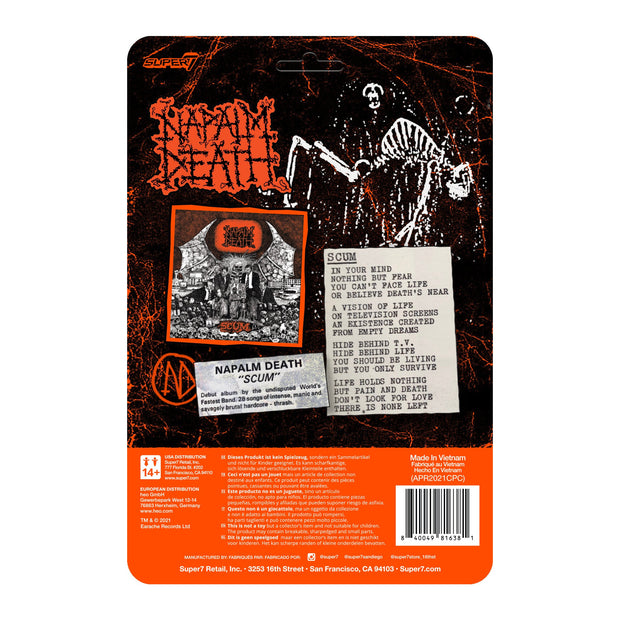 Super7 Napalm Death ReAction Figure - Scum Demon (Orange) Packaging Back Urban Attitude