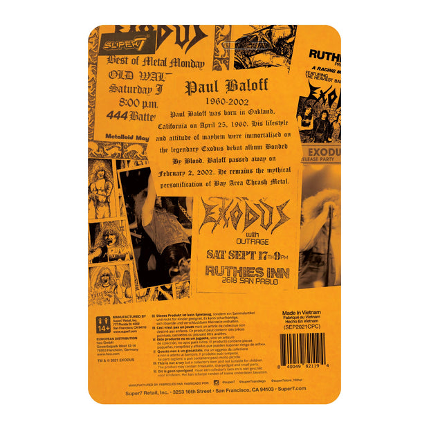 Super7 Paul Baloff ReAction Figure - Metal Mania Fanzine Bundle Packaging Back Urban Attitude