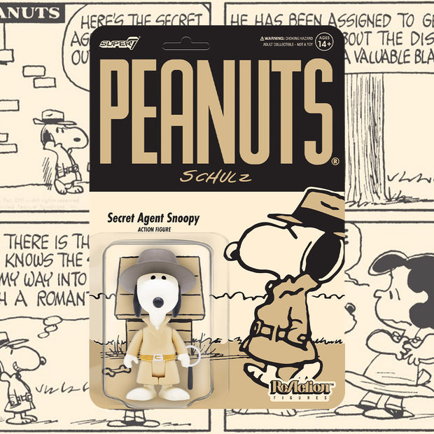 Super7 Peanuts ReAction Figure Wave 5 - Secret Agent Snoopy Background Urban Attitude