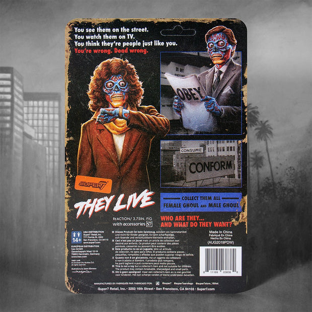 Super7 They Live ReAction Figure - Female Ghoul Back Packaging Urban Attitude